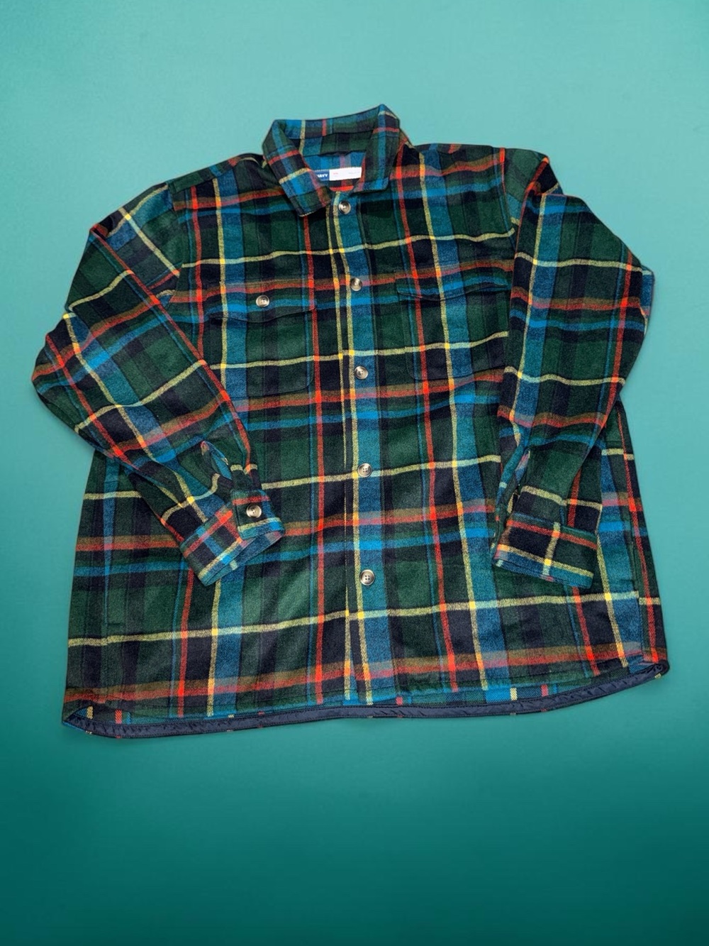 Old Navy Green Plaid Button-Down Shacket (XXL Tall)